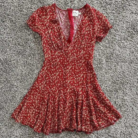 Princess Polly Red Gold Floral Dress - Picture 6 of 8